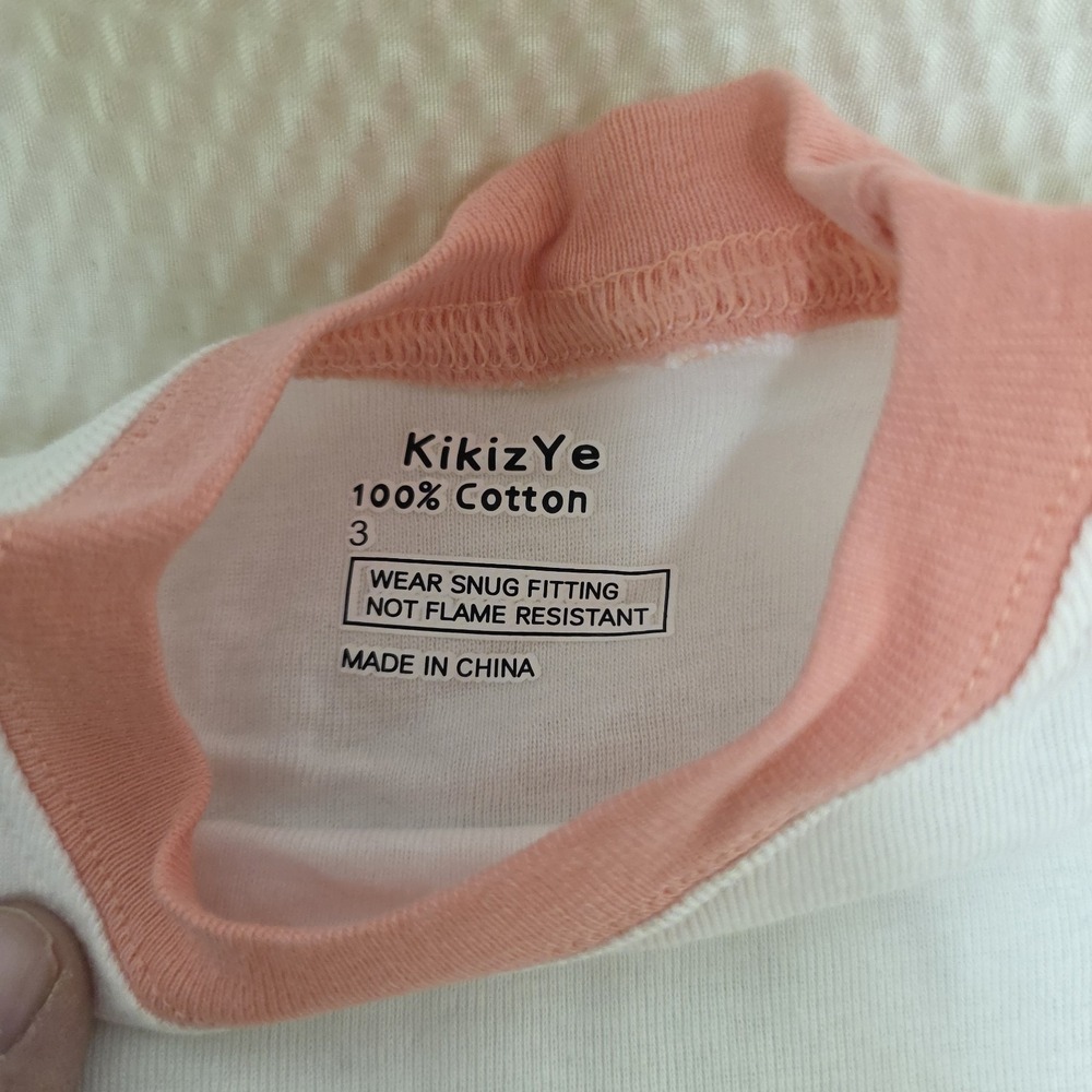 Cat Kitty Pajamas 2 Piece Girls Pink Size 3T NWT Paw Prints Pink White KikizYe - Picture 3 of 5